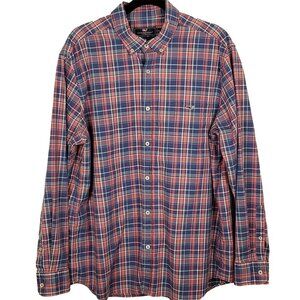 Vineyard Vines by Shep & Ian Mens Long Sleeve Button Up Shirt XL Blue Pink Plaid